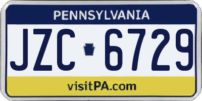 PA license plate JZC6729