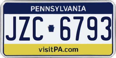 PA license plate JZC6793
