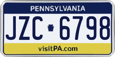 PA license plate JZC6798