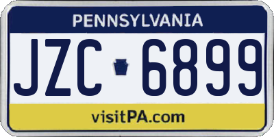 PA license plate JZC6899
