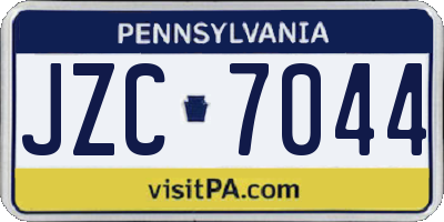 PA license plate JZC7044