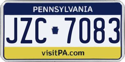 PA license plate JZC7083
