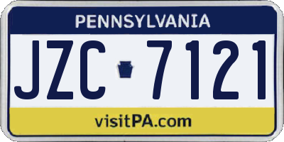 PA license plate JZC7121