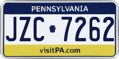 PA license plate JZC7262