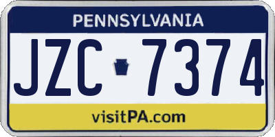 PA license plate JZC7374