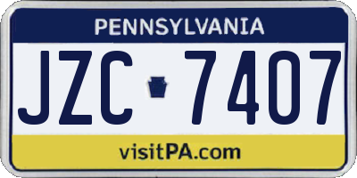 PA license plate JZC7407