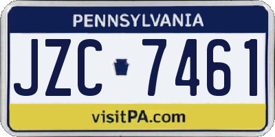 PA license plate JZC7461