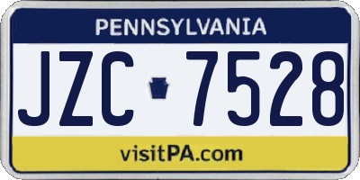 PA license plate JZC7528