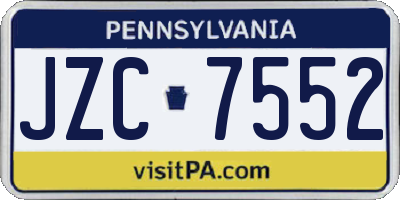 PA license plate JZC7552