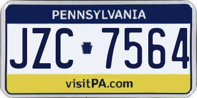 PA license plate JZC7564