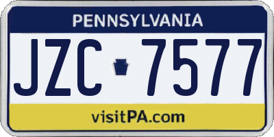 PA license plate JZC7577