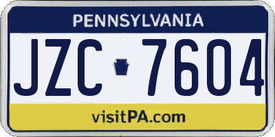 PA license plate JZC7604
