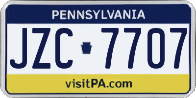 PA license plate JZC7707