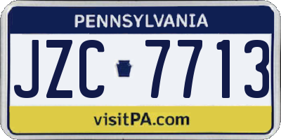 PA license plate JZC7713