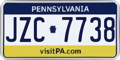 PA license plate JZC7738