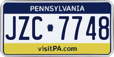 PA license plate JZC7748