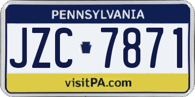 PA license plate JZC7871
