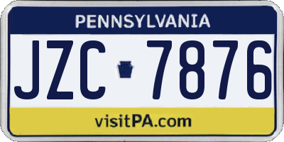 PA license plate JZC7876