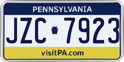 PA license plate JZC7923