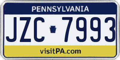 PA license plate JZC7993