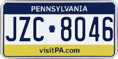 PA license plate JZC8046
