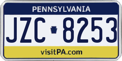 PA license plate JZC8253