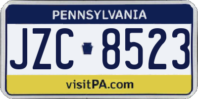 PA license plate JZC8523