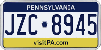 PA license plate JZC8945