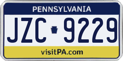 PA license plate JZC9229