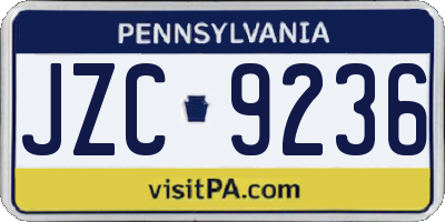 PA license plate JZC9236