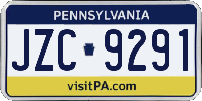 PA license plate JZC9291