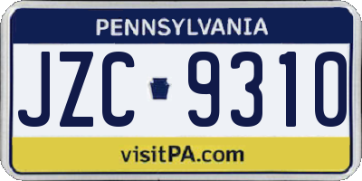 PA license plate JZC9310
