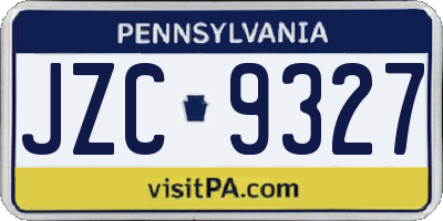PA license plate JZC9327