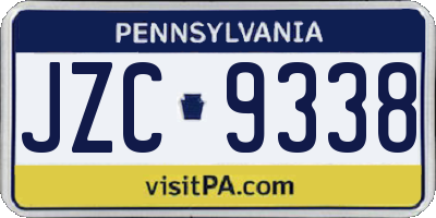 PA license plate JZC9338