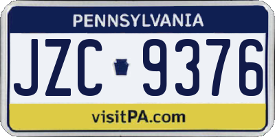 PA license plate JZC9376