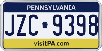 PA license plate JZC9398