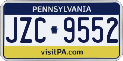 PA license plate JZC9552