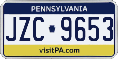 PA license plate JZC9653