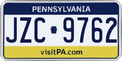 PA license plate JZC9762