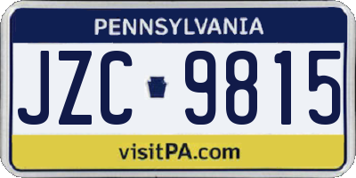 PA license plate JZC9815