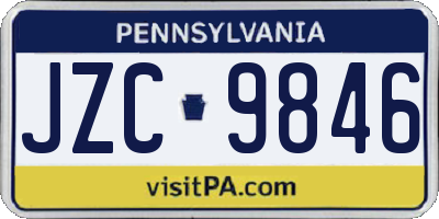 PA license plate JZC9846