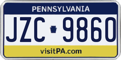 PA license plate JZC9860