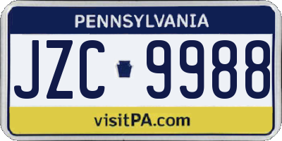PA license plate JZC9988