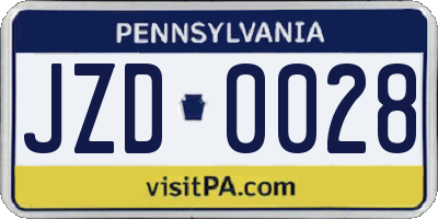 PA license plate JZD0028