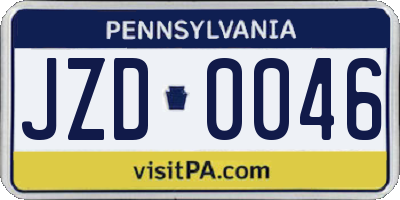 PA license plate JZD0046