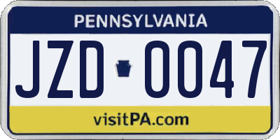 PA license plate JZD0047