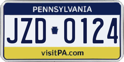 PA license plate JZD0124