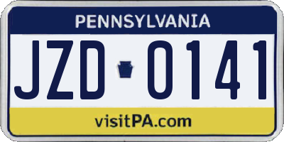 PA license plate JZD0141