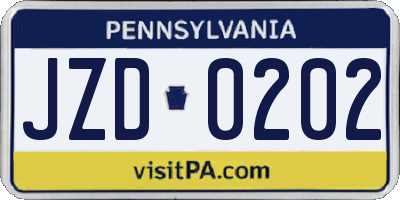 PA license plate JZD0202