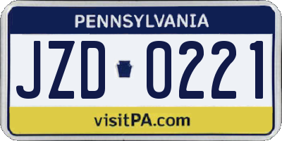 PA license plate JZD0221